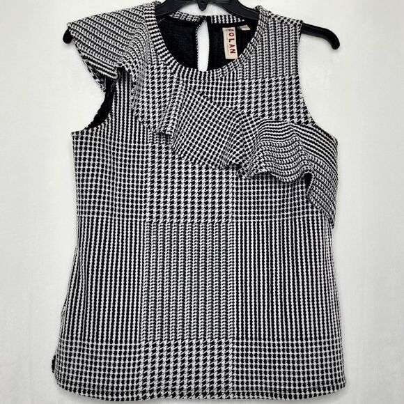 Anthropologie Dolan Left Coast Callan Ruffled Houndstooth Top Size Medium - Picture 5 of 11